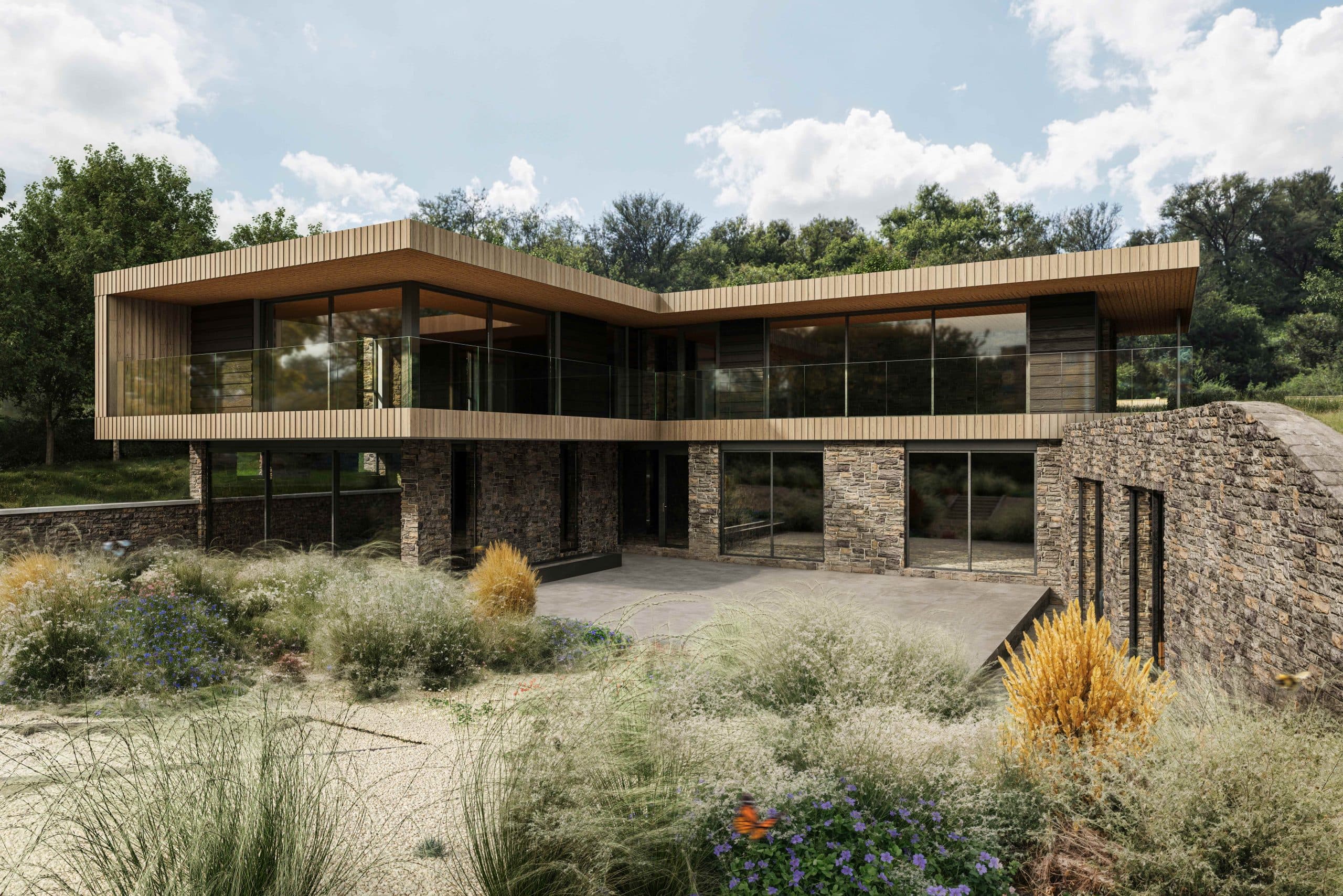 CGI rear elevation of a single self build plot in Rotherfield, East Sussex