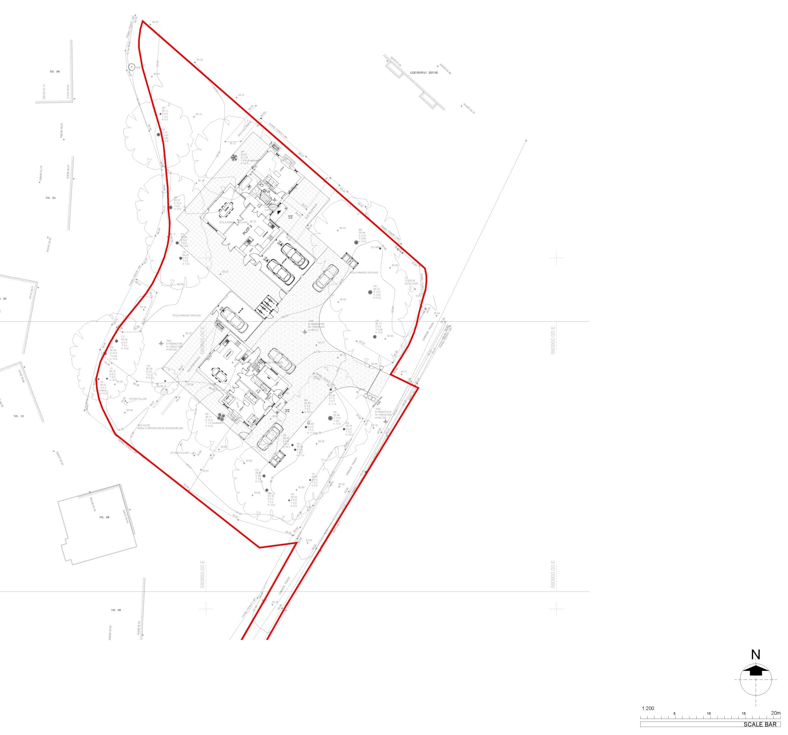 Site plan for a development site of 2 dwellings in Bearsted, Kent