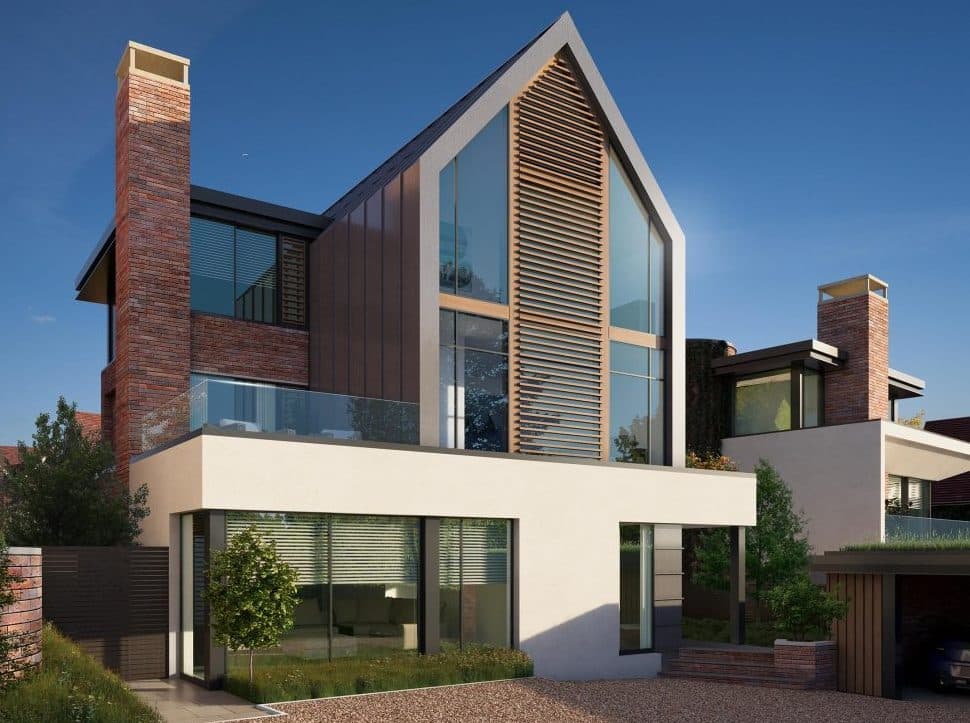 CGI of Self Build Plot for sale in coastal town of Broadstairs, contemporary design and stunning views via The Land Agency