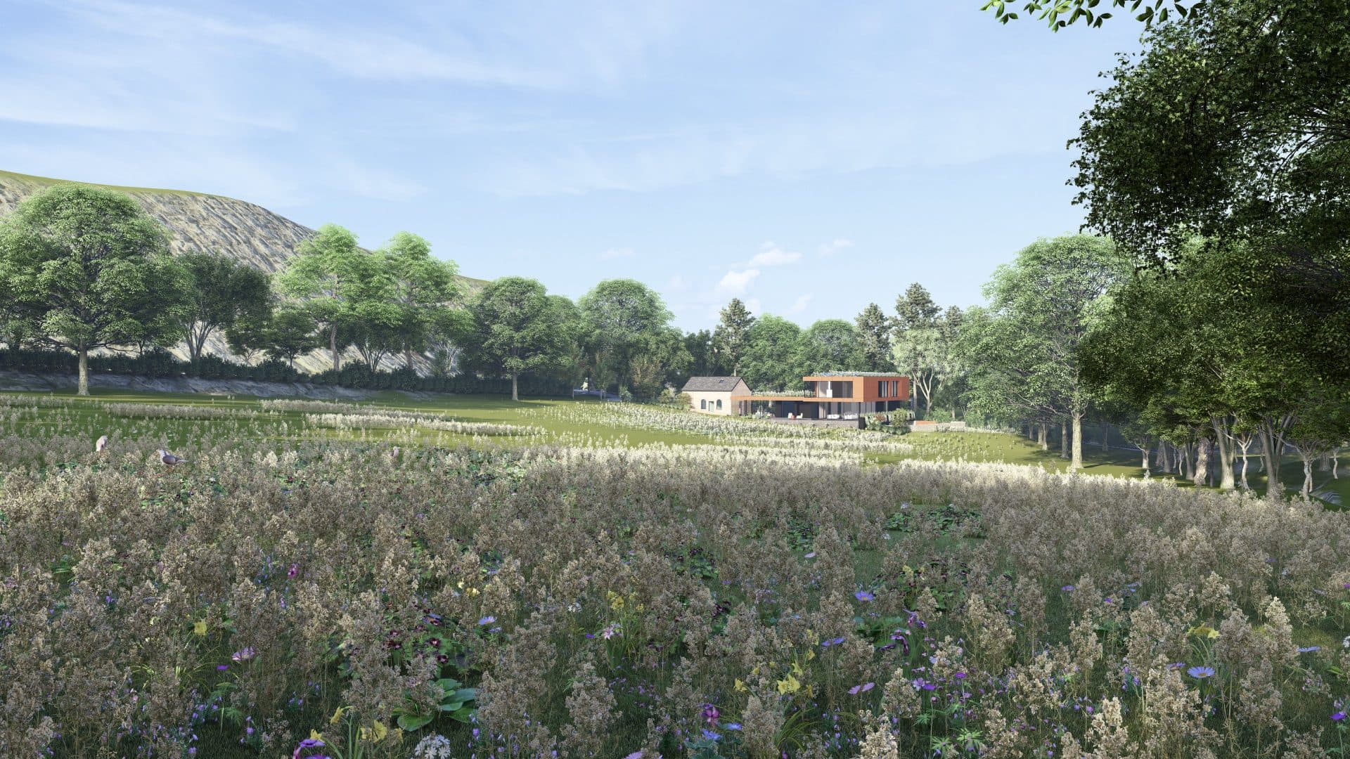 CGI of an exceptional, 4 acre self build plot for sale near Hythe, Kent, via The Land Agency, Hastings, East Sussex