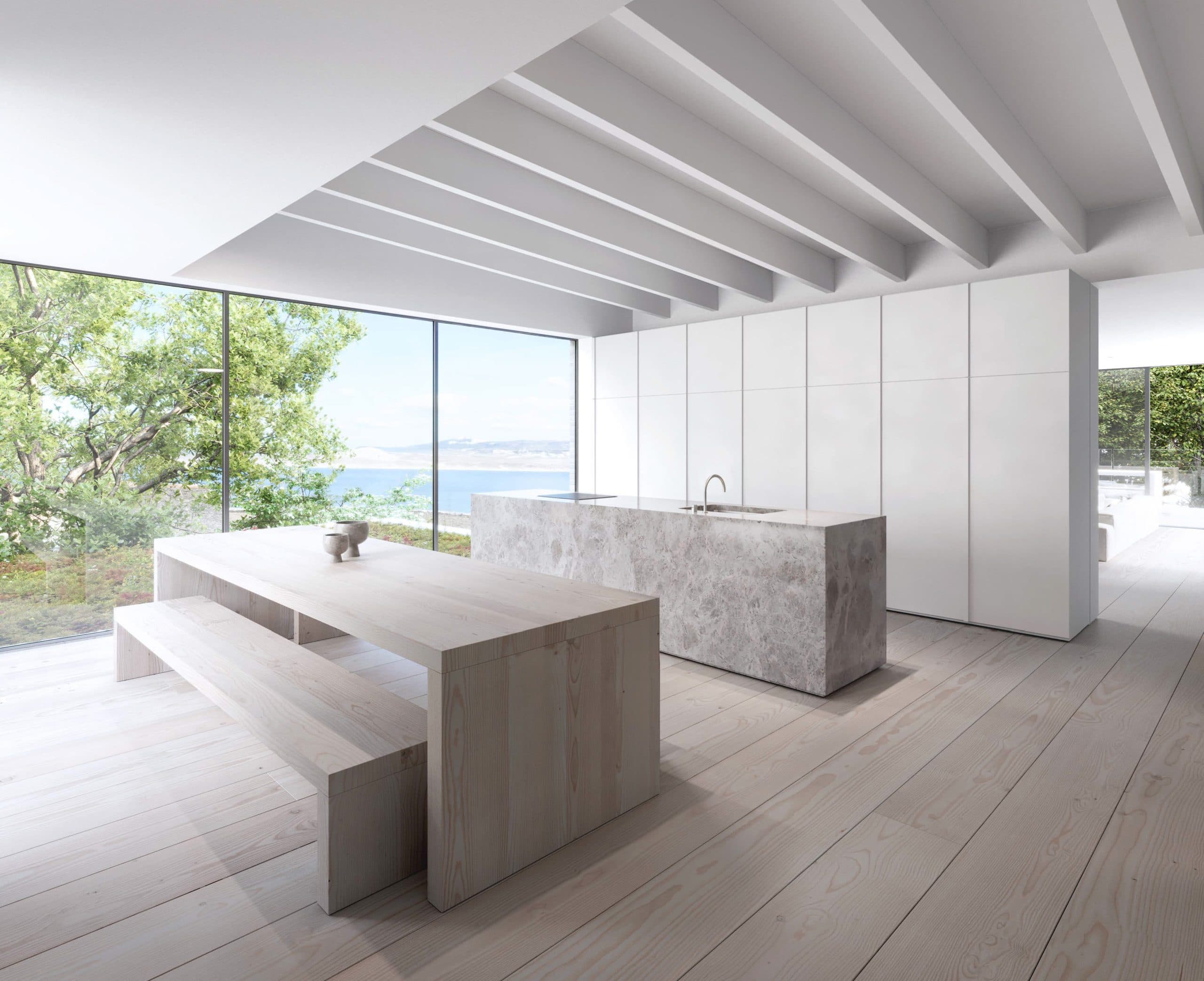 CGI Kitchen with sea view