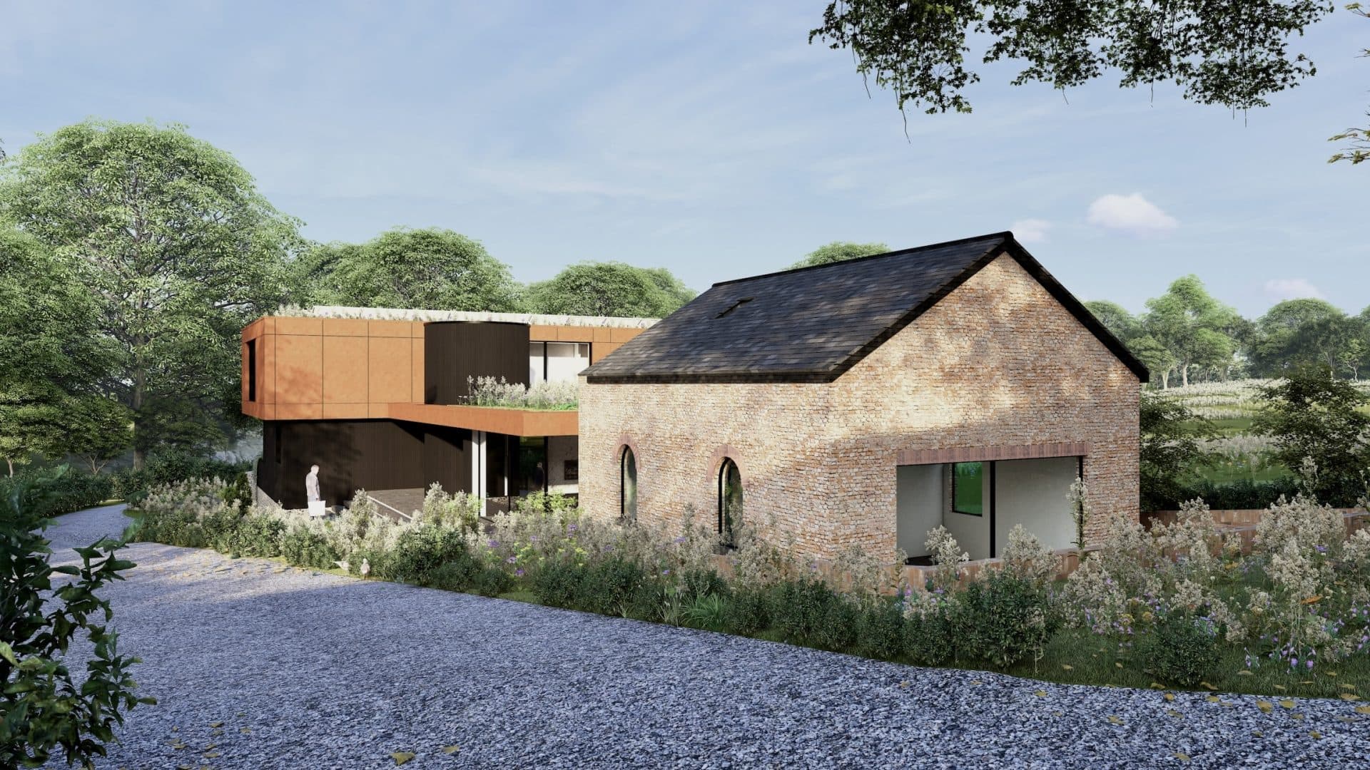 CGI of an exceptional, 4 acre self build plot near Hythe, Kent with consent for a new dwelling via The Land Agency, Hastings, East Sussex