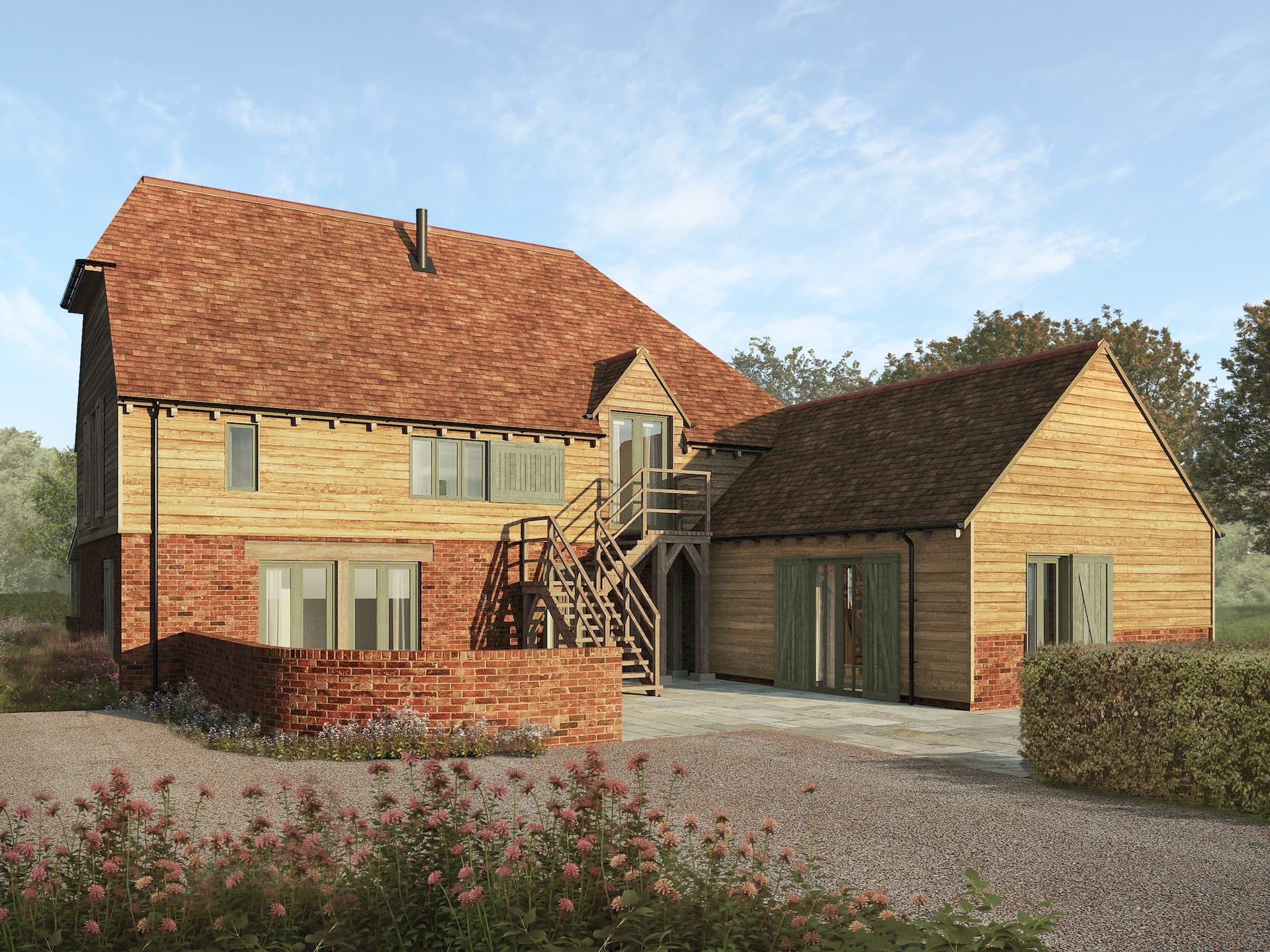 Plot 2 CGI Rear Elevation Broad Oak, Heathfield