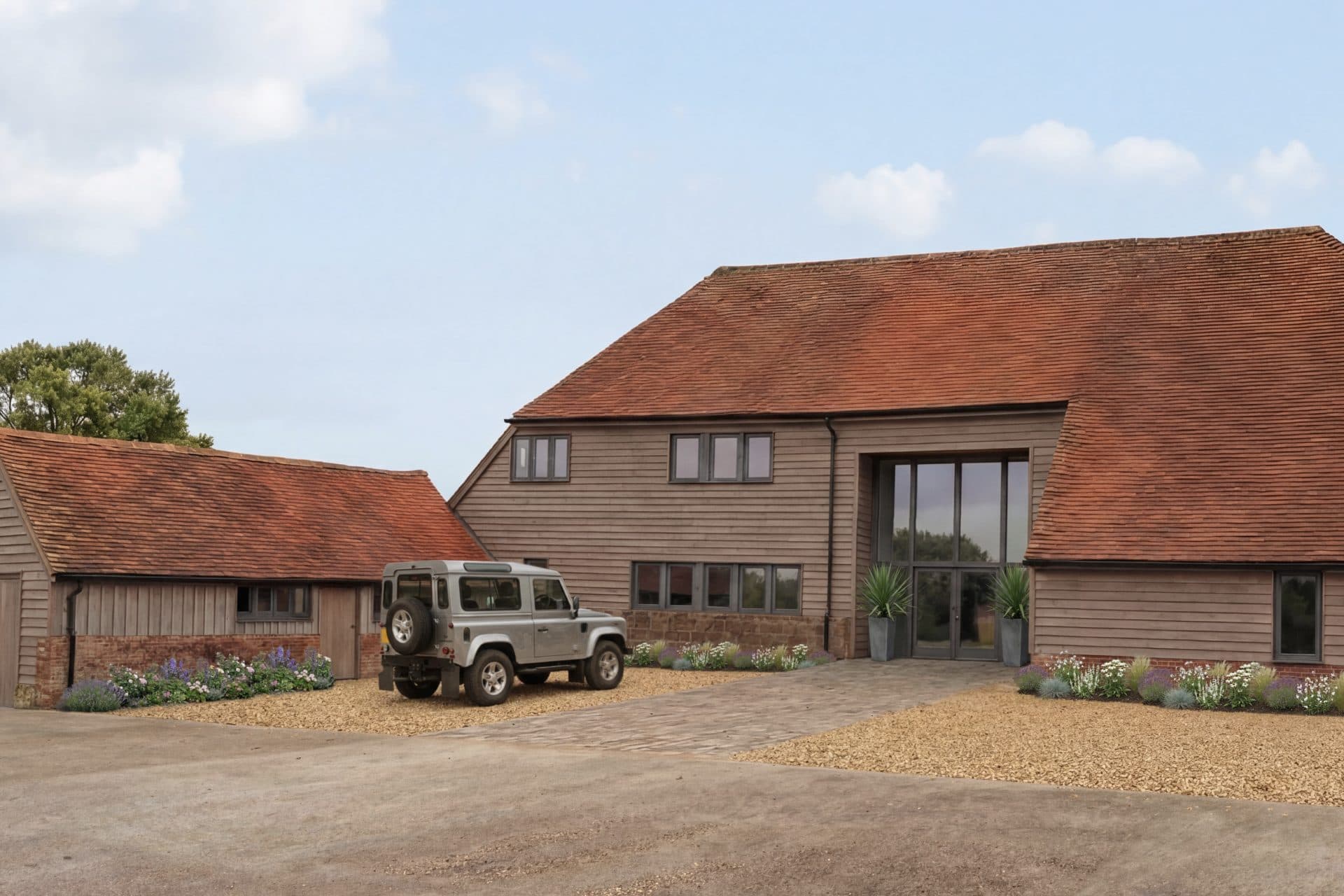 CGI of listed barn for sale in an exceptional rural setting, Hartfield, Kent via The Land Agency