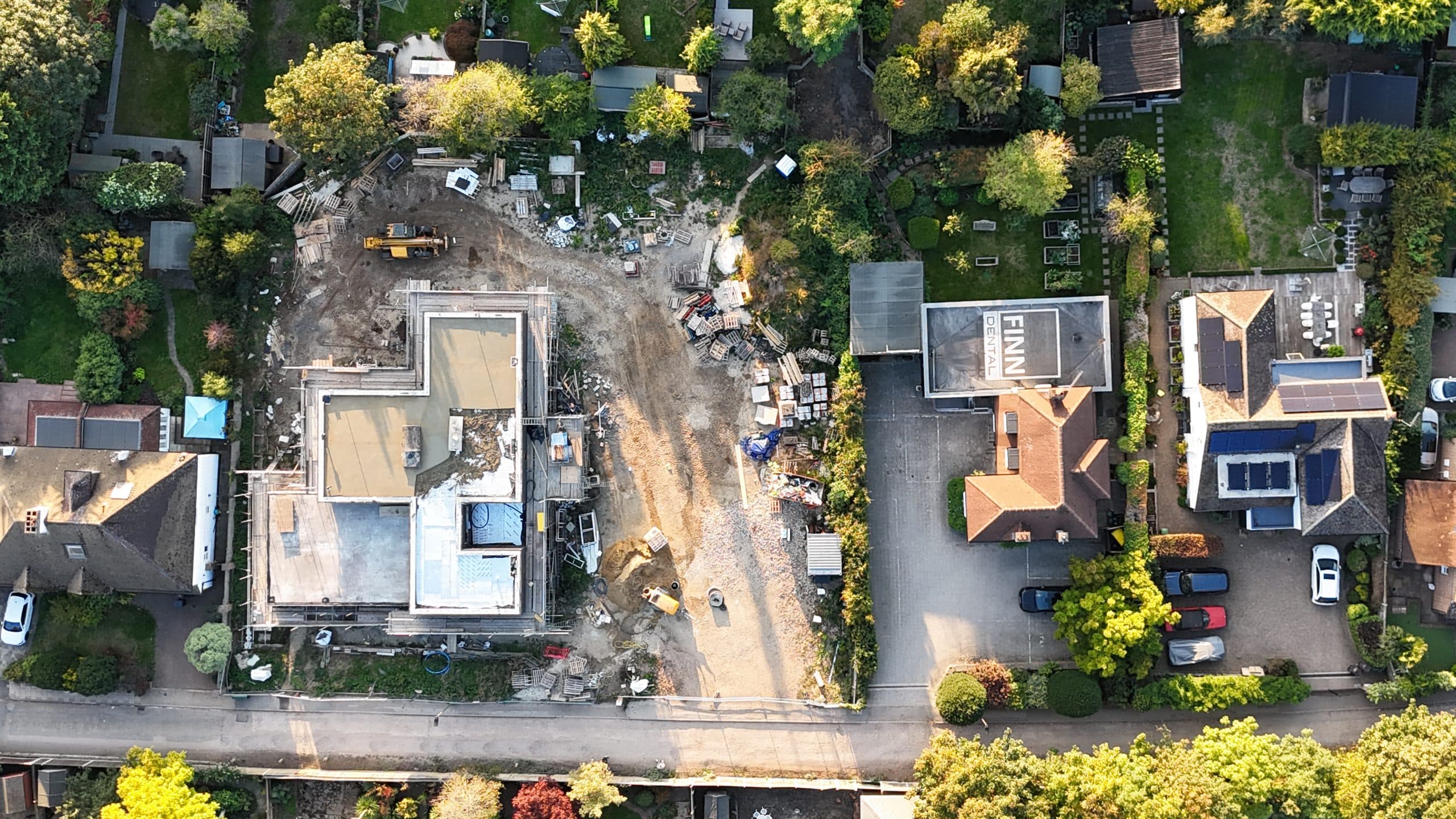 Aerial view of a self build plot in Beckenham for sale via The Land Agency.