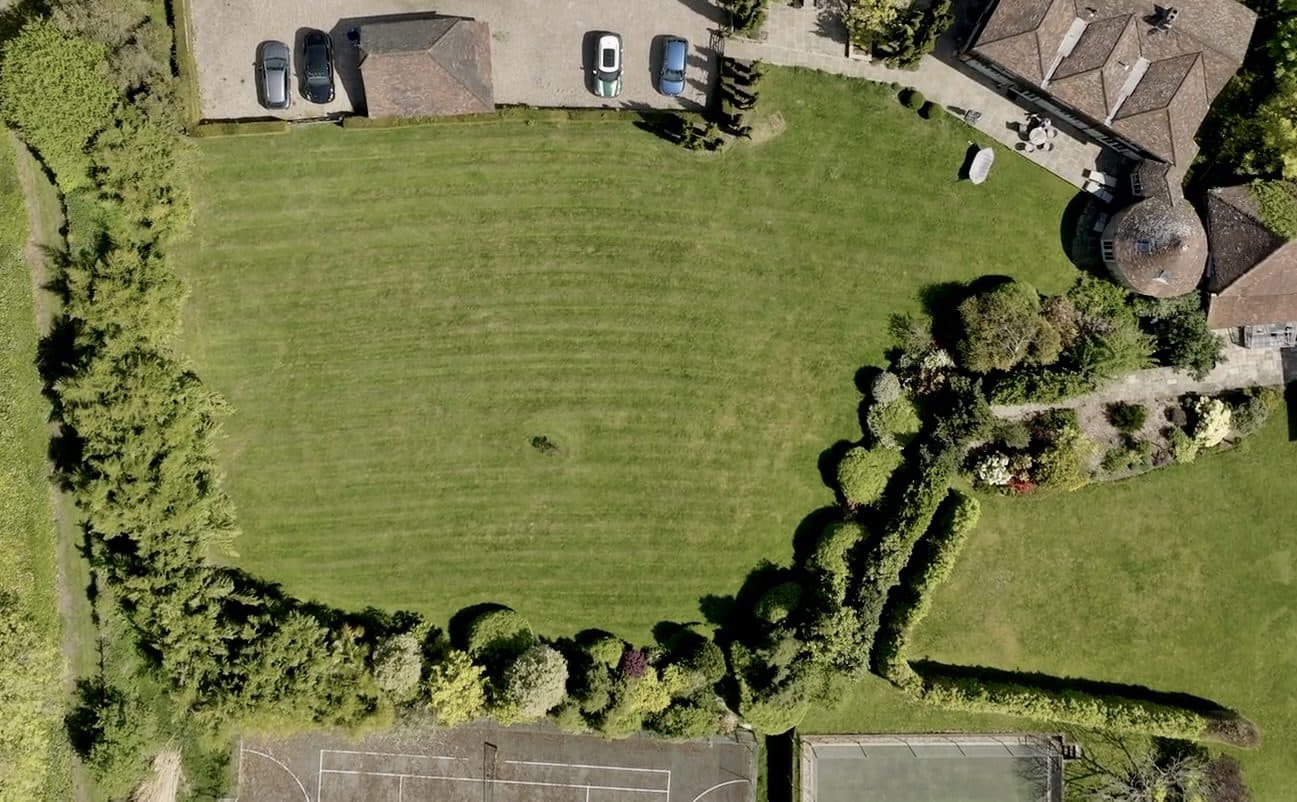 Aerial view of single self build plot for sale, Ivy Hatch, Sevenoaks, Kent, via The Land Agency, Hastings, East Sussex