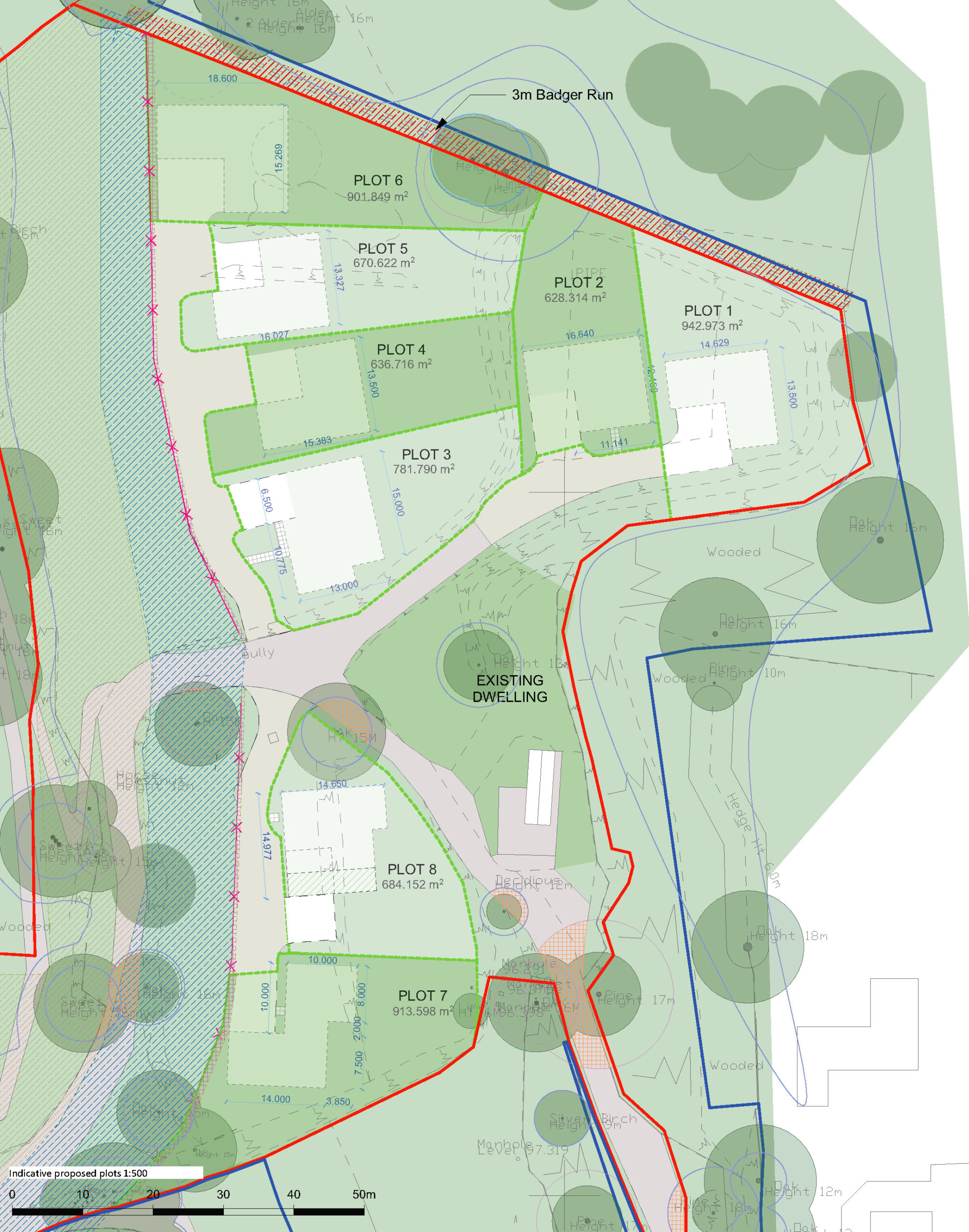 Site plan of the custom build plots at Culverden Down, Tunbridge Wells