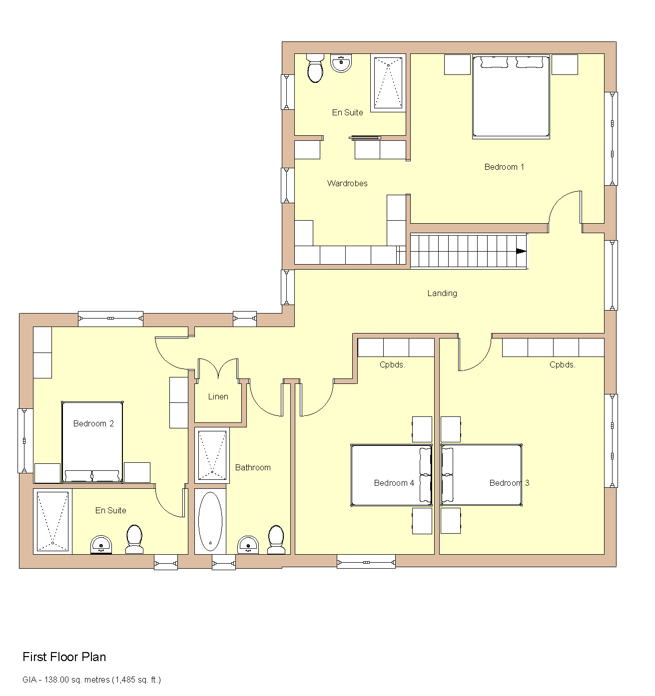 Proposed first floor layout, bespoke plot in Tunbridge Wells