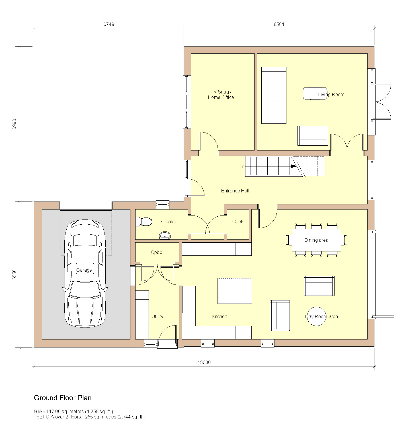 Proposed ground floor layout, bespoke plot in Tunbridge Wells