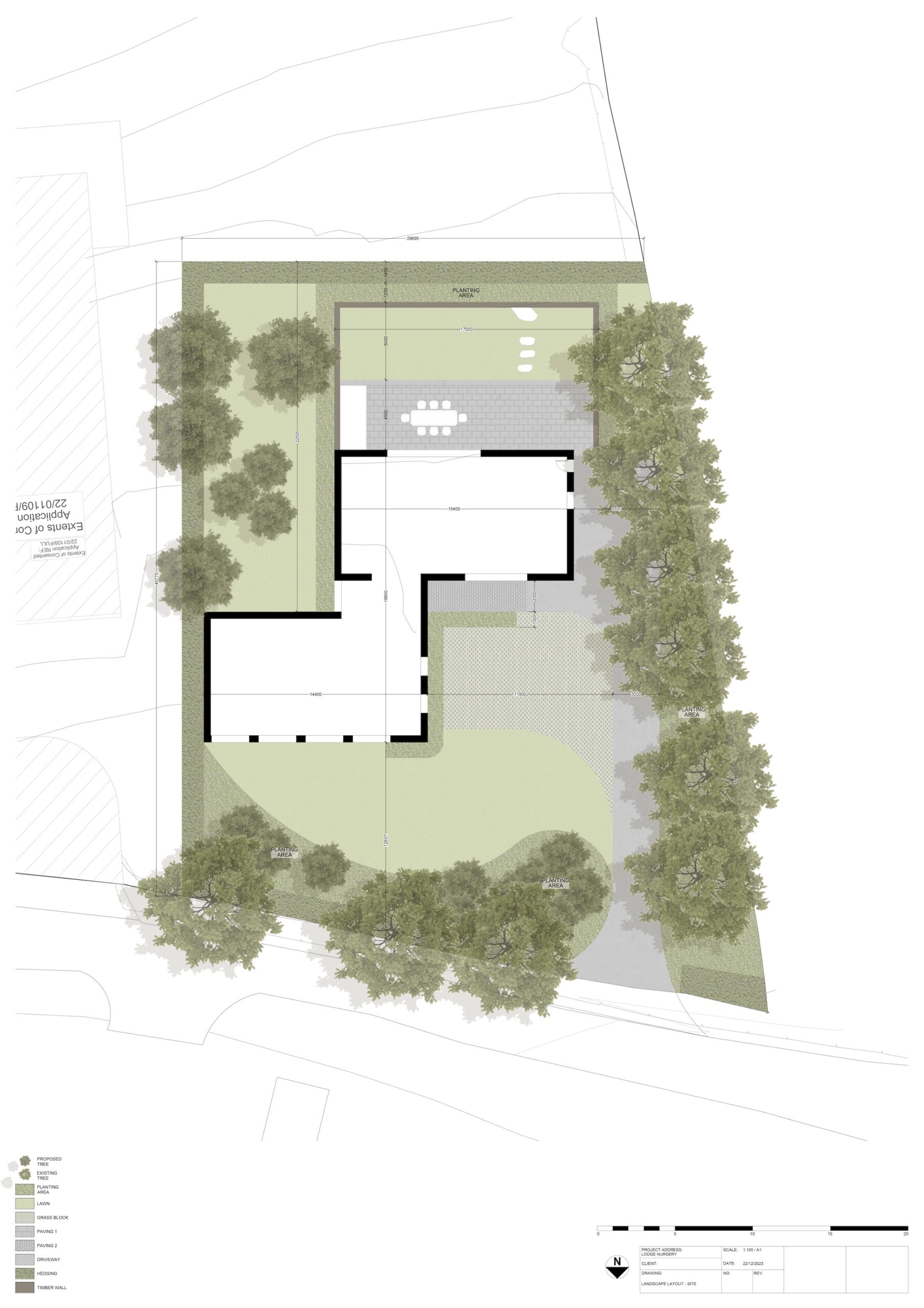 Site plan with measurements of self build plot in Goudhurst, Kent